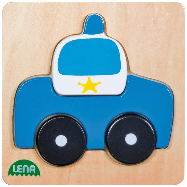 lena-my-first-32085-holzpuzzle-polizeiauto-4-teile image 1