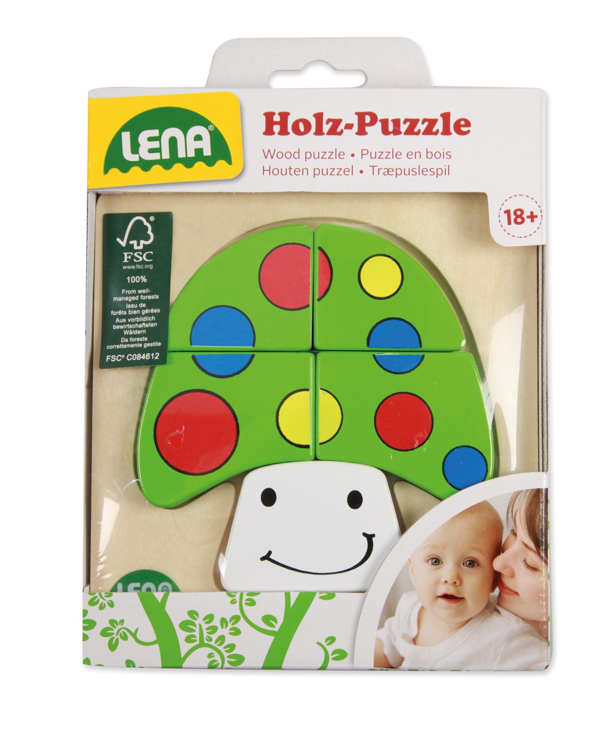 lena-my-first-32138-holzpuzzle-pilz-5-teile-14-cm image 2