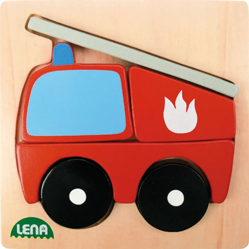 lena-my-first-32081-holzpuzzle-feuerwehr-6-teile-14x14-cm image 1