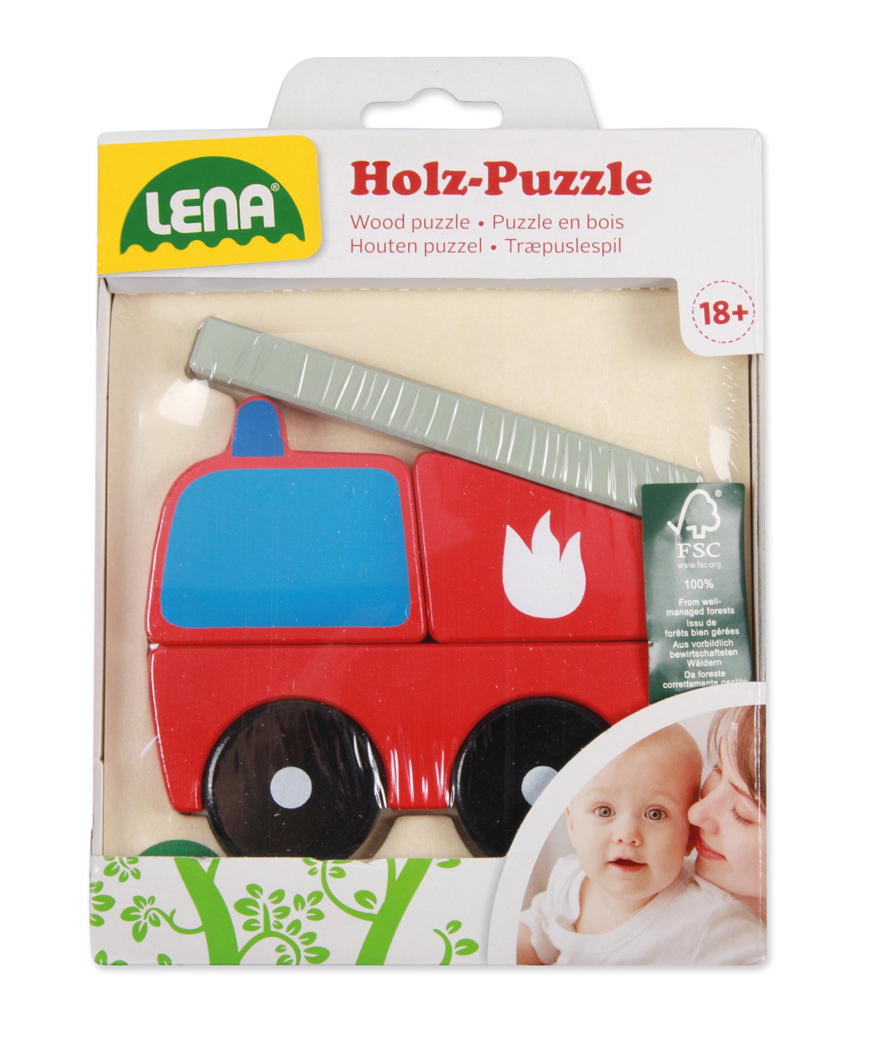 lena-my-first-32081-holzpuzzle-feuerwehr-6-teile-14x14-cm image 2