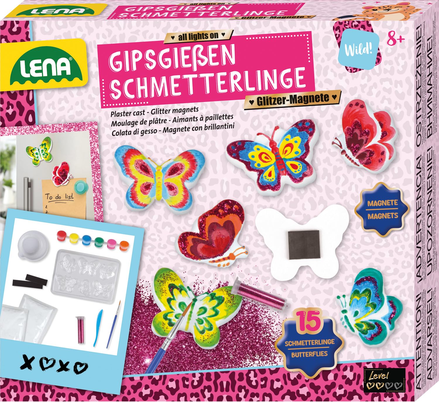 lena-diy-42707-gips-giessen-set-schmetterlinge-glitzer image 1