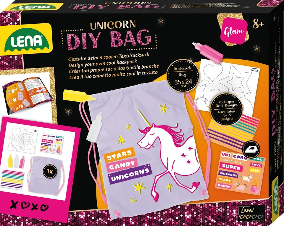 lena-fashion-rucksack-bastelset-einhorn-schwarz-diy image 1