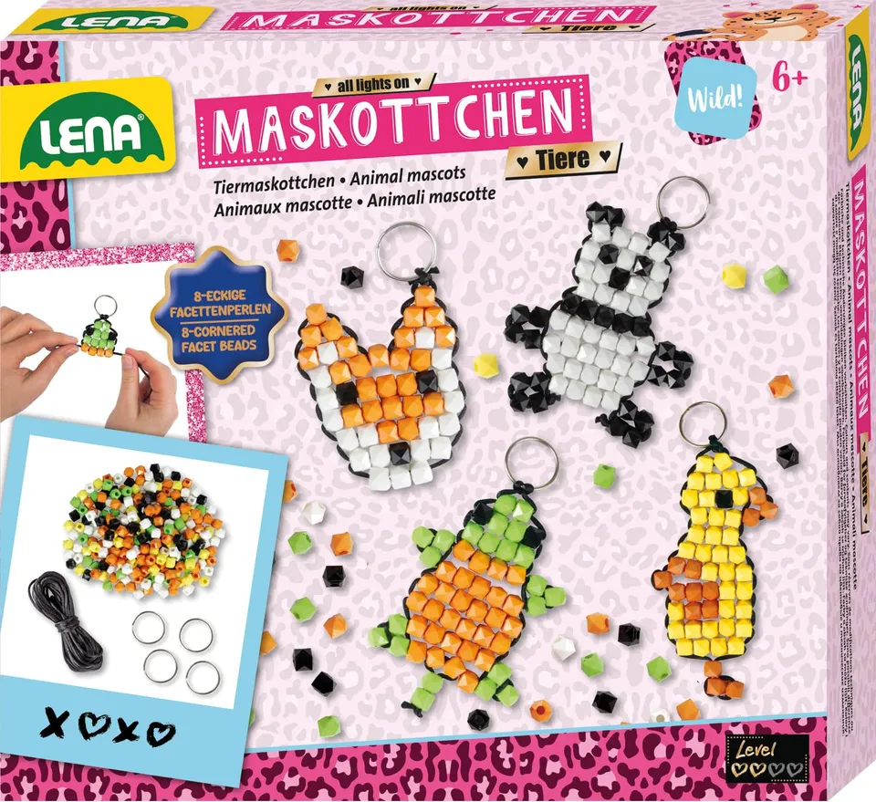 lena-creative-42547-perlentiere-bastelset-schl-sselanh-nger-ab-6-jahren image 1