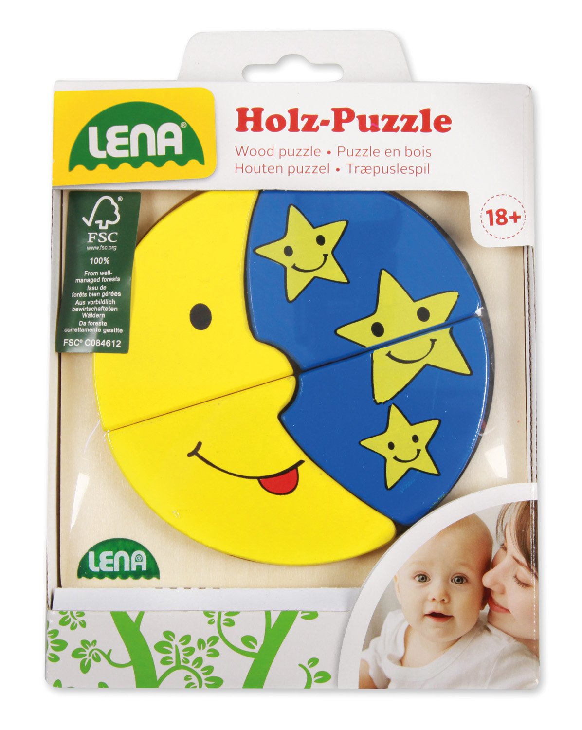 lena-my-first-32132-holzpuzzle-mond-und-sterne-4-teile image 2