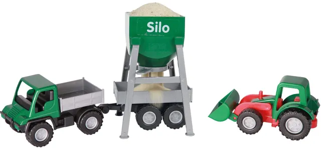 lena-motors-01253-mini-kompaktbauernhof-set-traktor-silo image 1