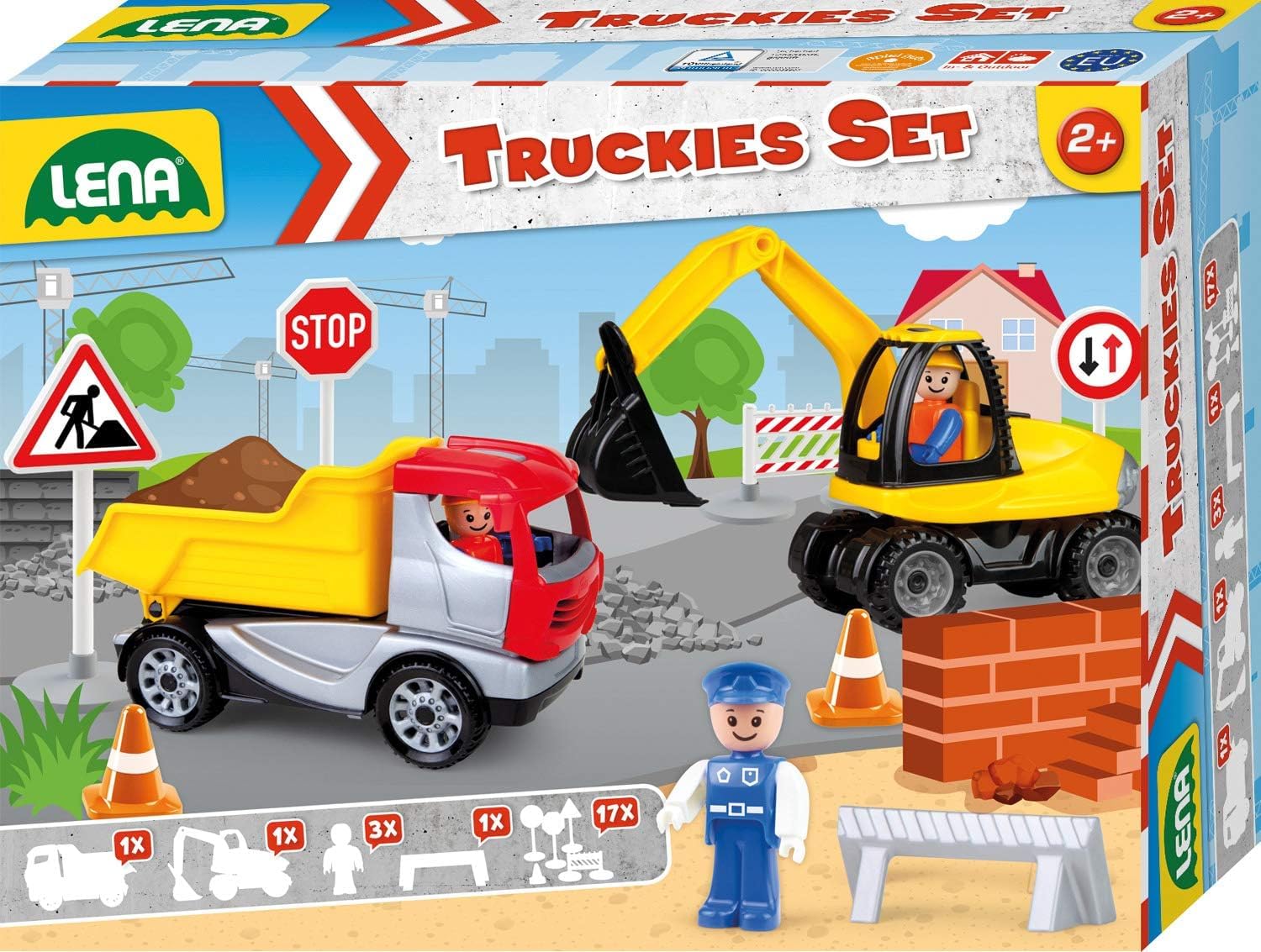lena-truckies-01631-set-baustelle-baufahrzeuge-23-tlg-mehrfarbig image 1