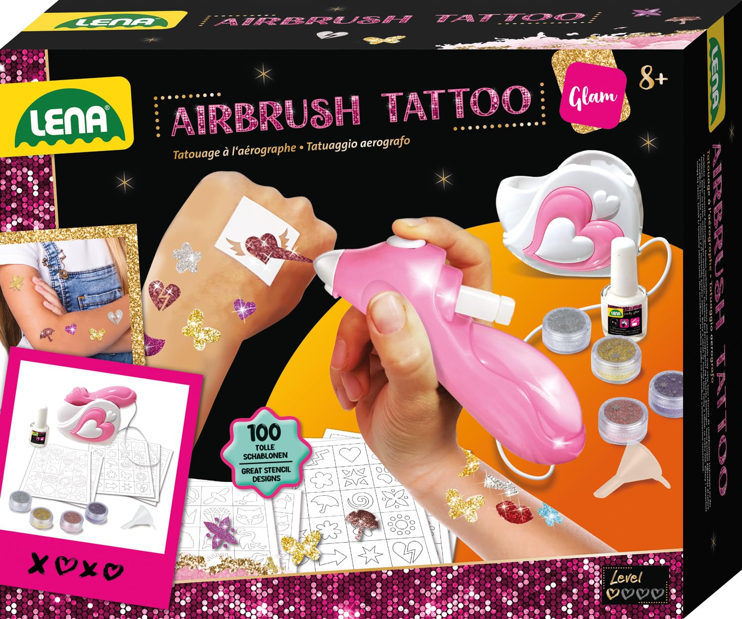 lena-fashion-42443-airbrush-tattoo-studio-glitzer-100-teilig image 1