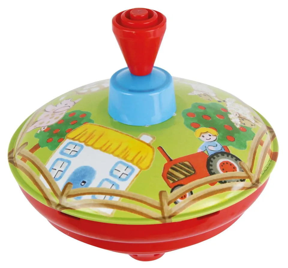 lena-my-first-52412-brummkreisel-bauernhof-metall-13-cm image 1