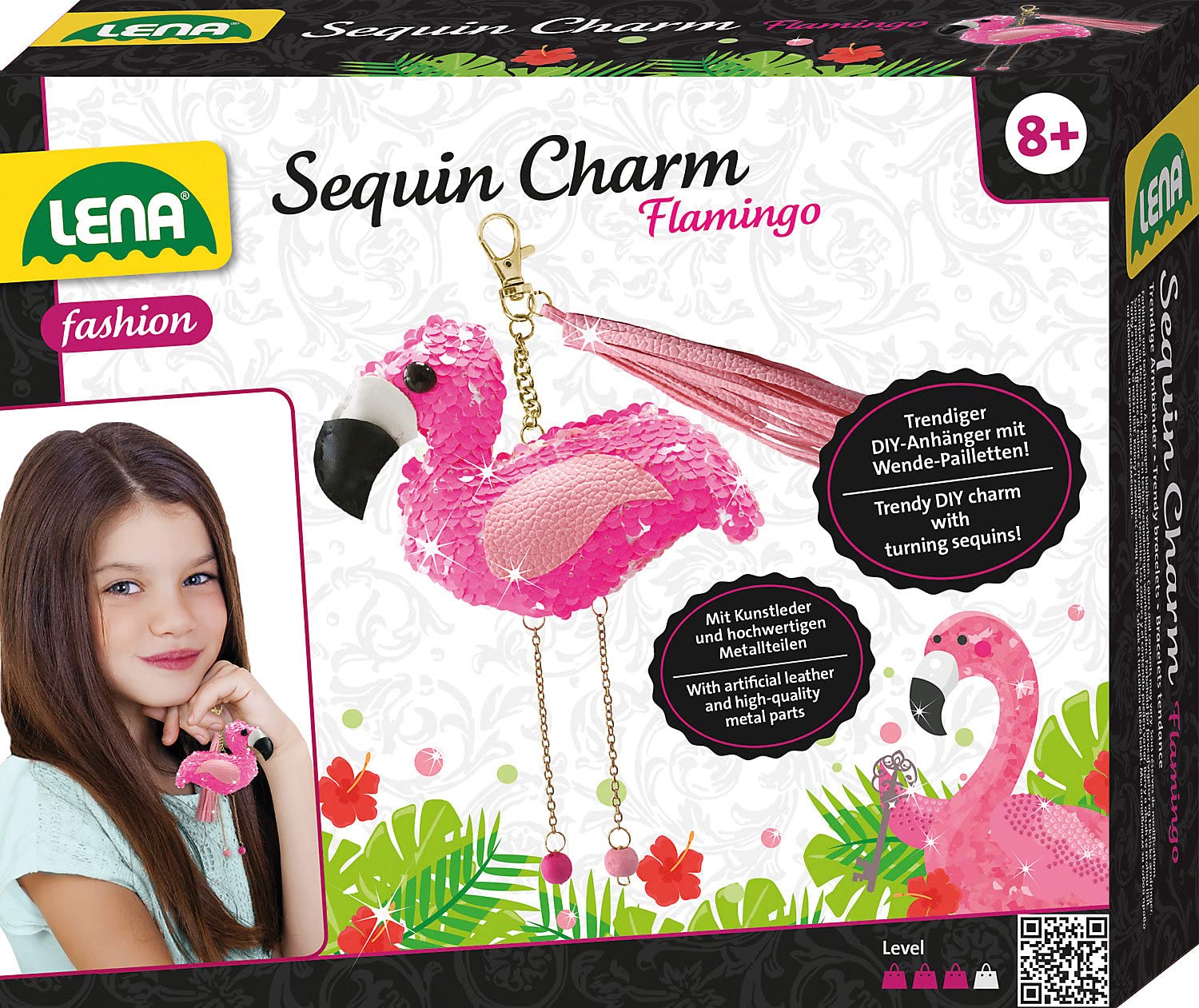 lena-glam-42659-sequin-charm-bastelset-flamingo-ab-8-jahre image 1