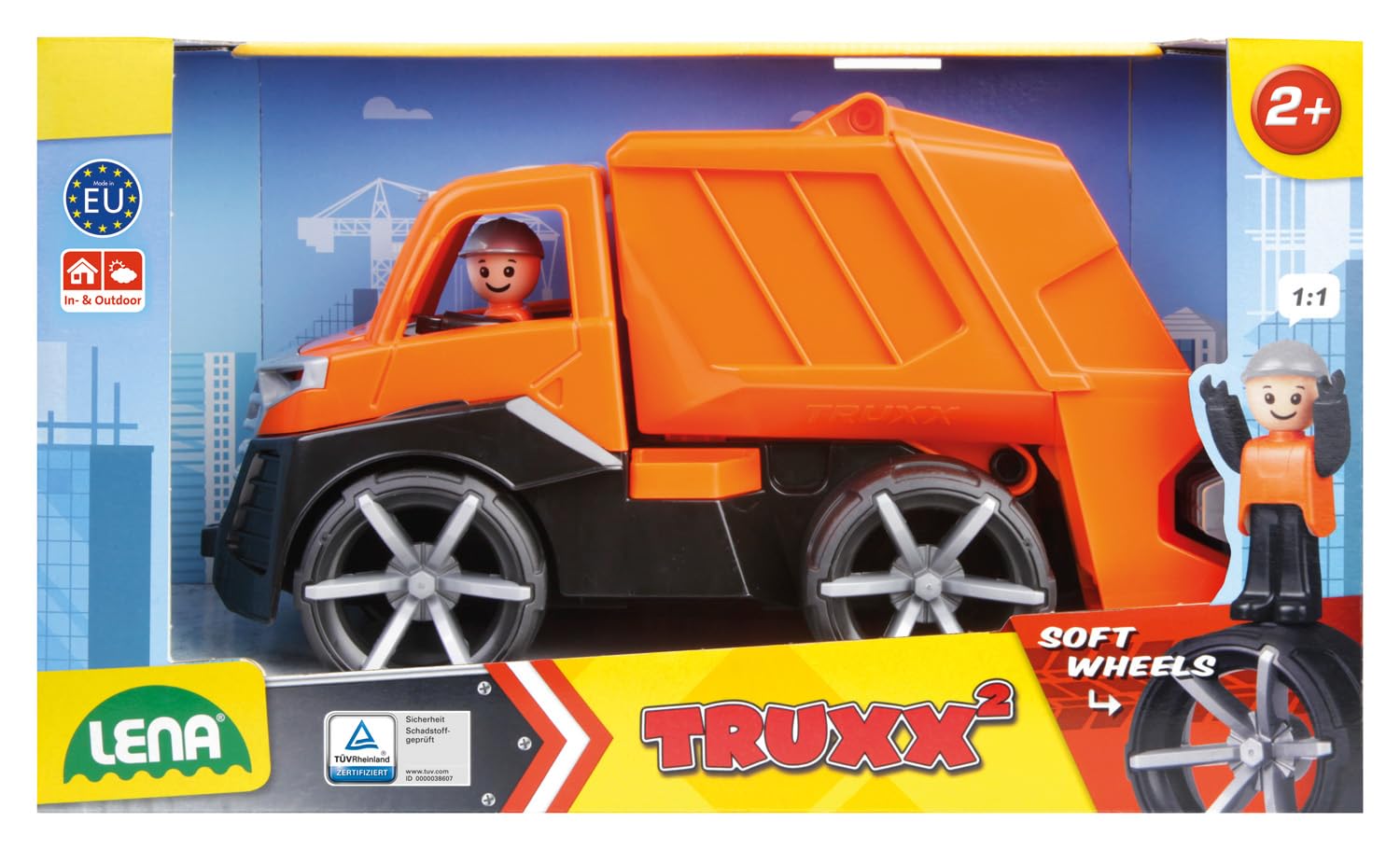 lena-truxx-04514-m-llwagen-30-cm-orange-mit-tonne image 4