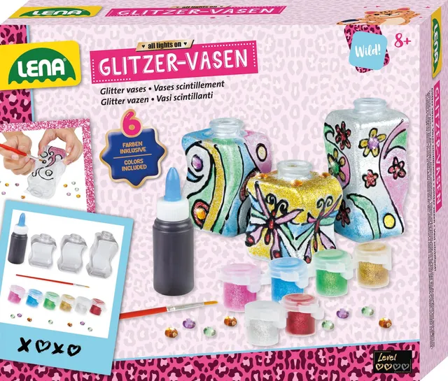 lena-glam-42693-glitzer-vasen-bastelset-3-vasen-ab-8-jahre image 1