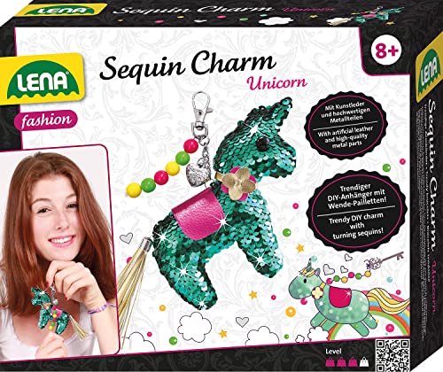 lena-glam-42660-einhorn-bastelset-schl-sselanh-nger-pailletten image 2