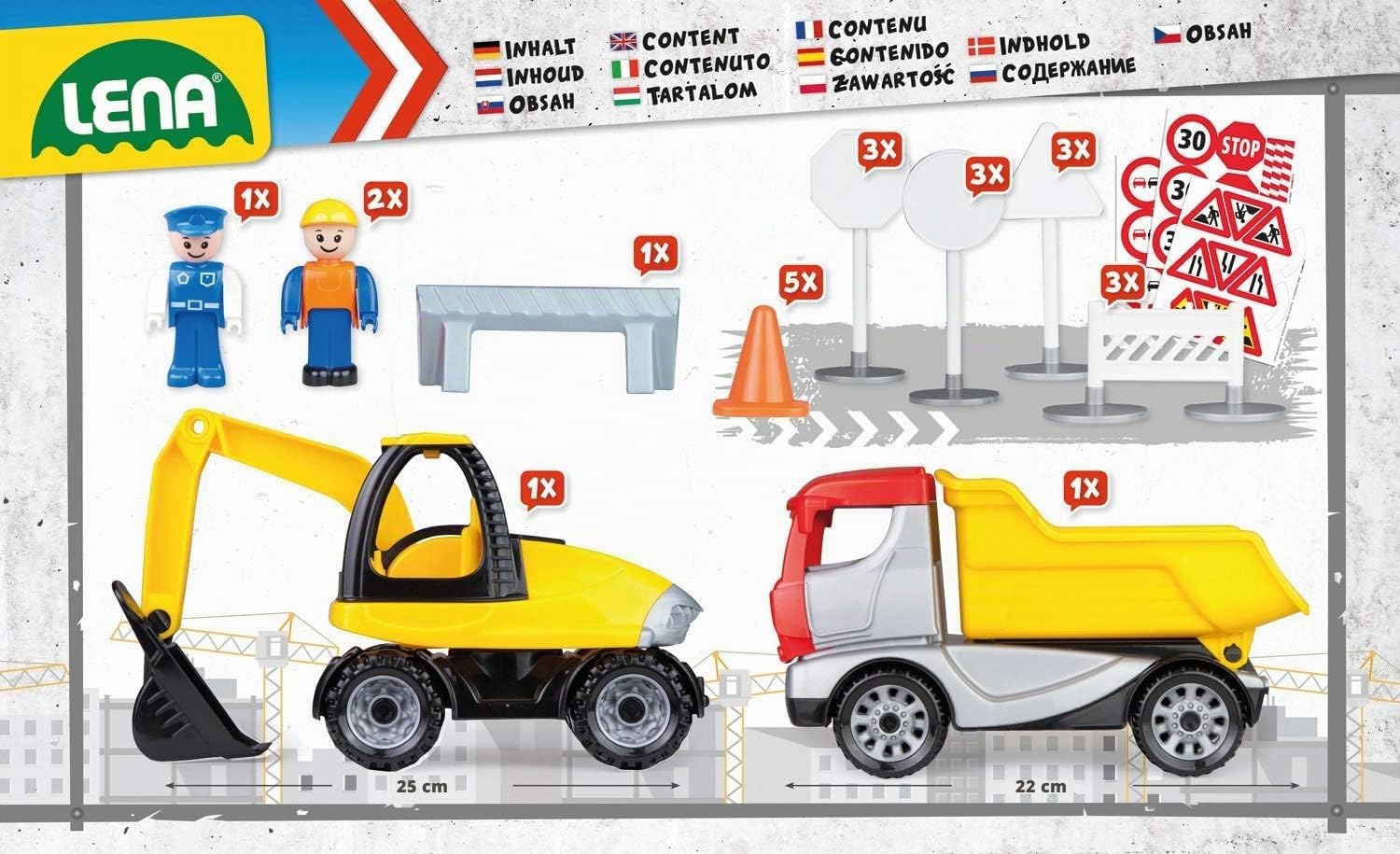 lena-truckies-01631-set-baustelle-baufahrzeuge-23-tlg-mehrfarbig image 5