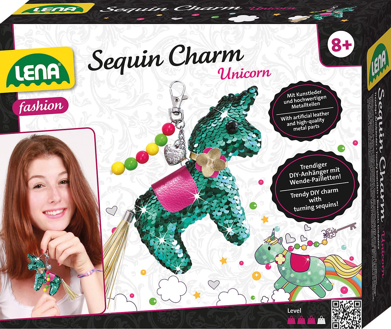 lena-glam-42660-einhorn-bastelset-schl-sselanh-nger-pailletten image 1