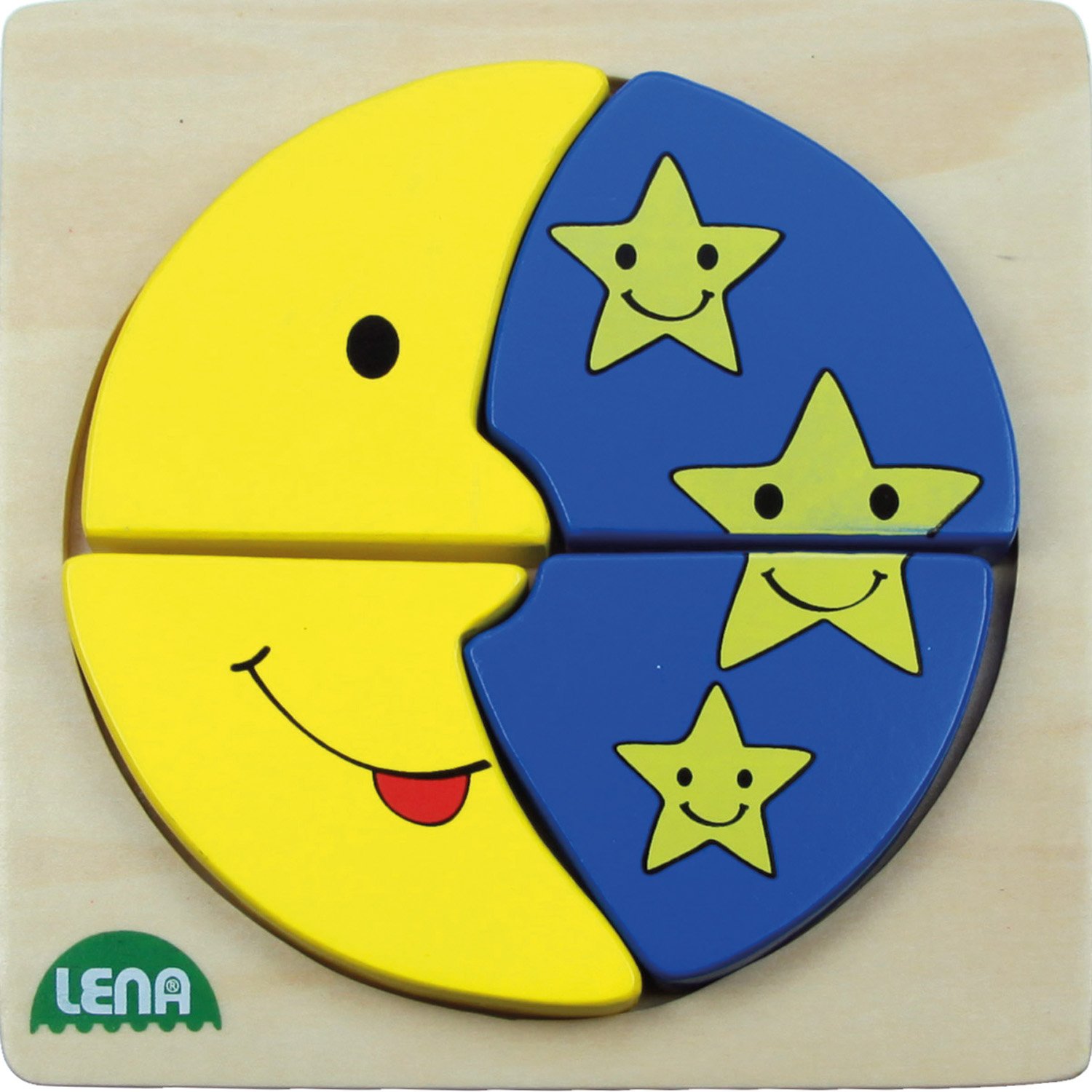 lena-my-first-32132-holzpuzzle-mond-und-sterne-4-teile image 1