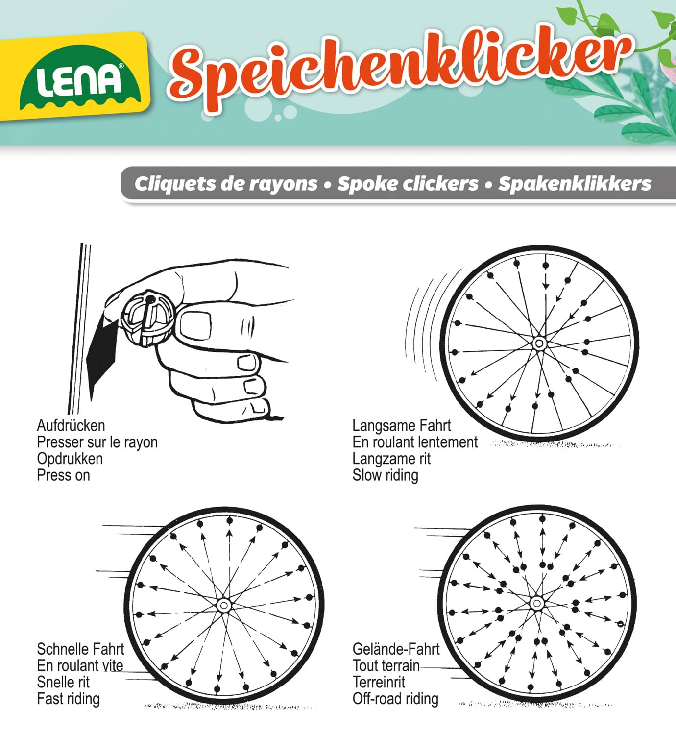 lena-61094-speichenklicker-36-st-ck-farbmix-fahrrad image 3